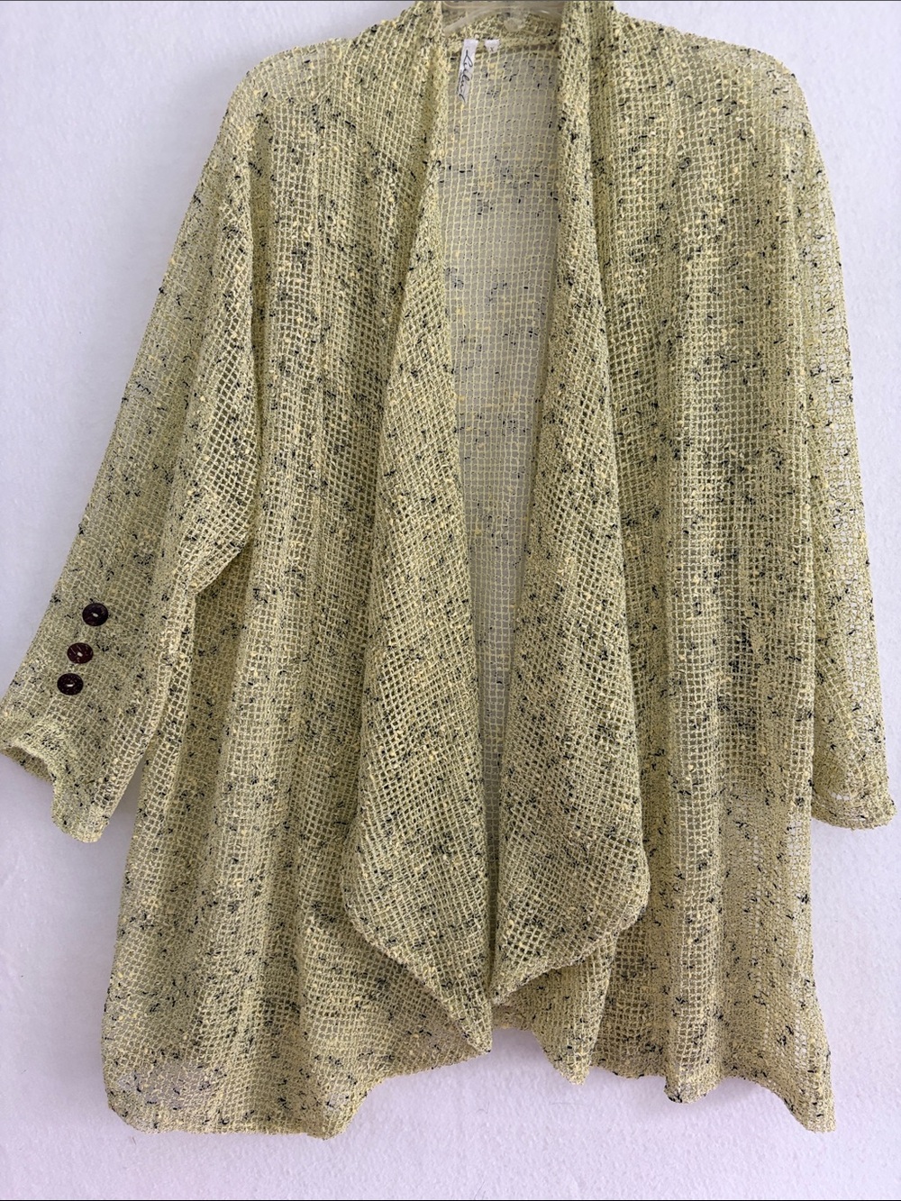 LuLu-B Light Green Open-Weave Draped Cardigan
